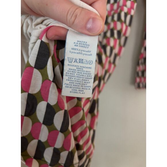 Boden Women's SZ 8R Geometric Dress100% Lyocell Ruched Bodice Long Sleeve Lined - Picture 6 of 7